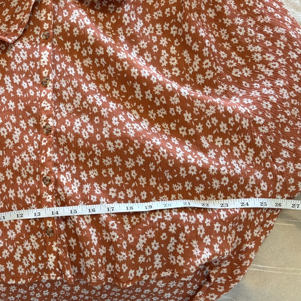 PILCRO ANTHROPOLOGIE | Sidney batwing blouse burnt orange rust floral small - Picture 7 of 7